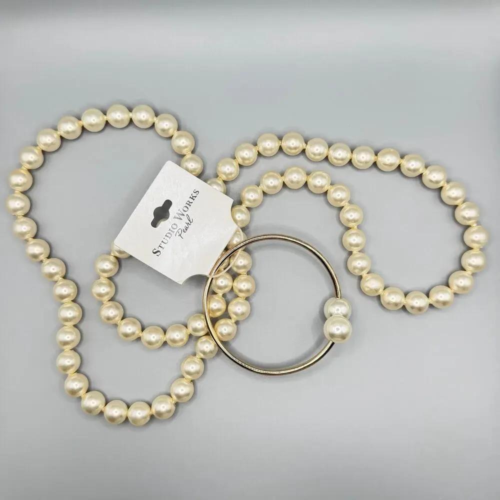 Studio Works - Pearl Bracelet NWT + Faux Pearl Necklace